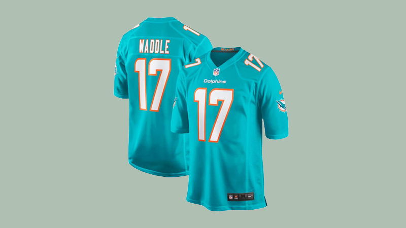 Nike / Miami Dolphins Jaylen Waddle #17 Aqua T-Shirt