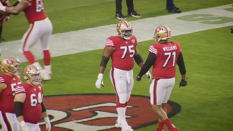 San Francisco 49ers offensive tackle Trent Williams (71) warms up